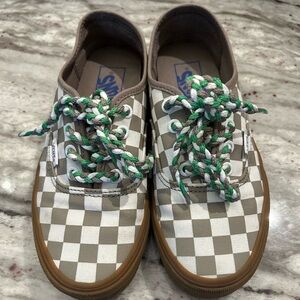 Women’s green checkered Vans